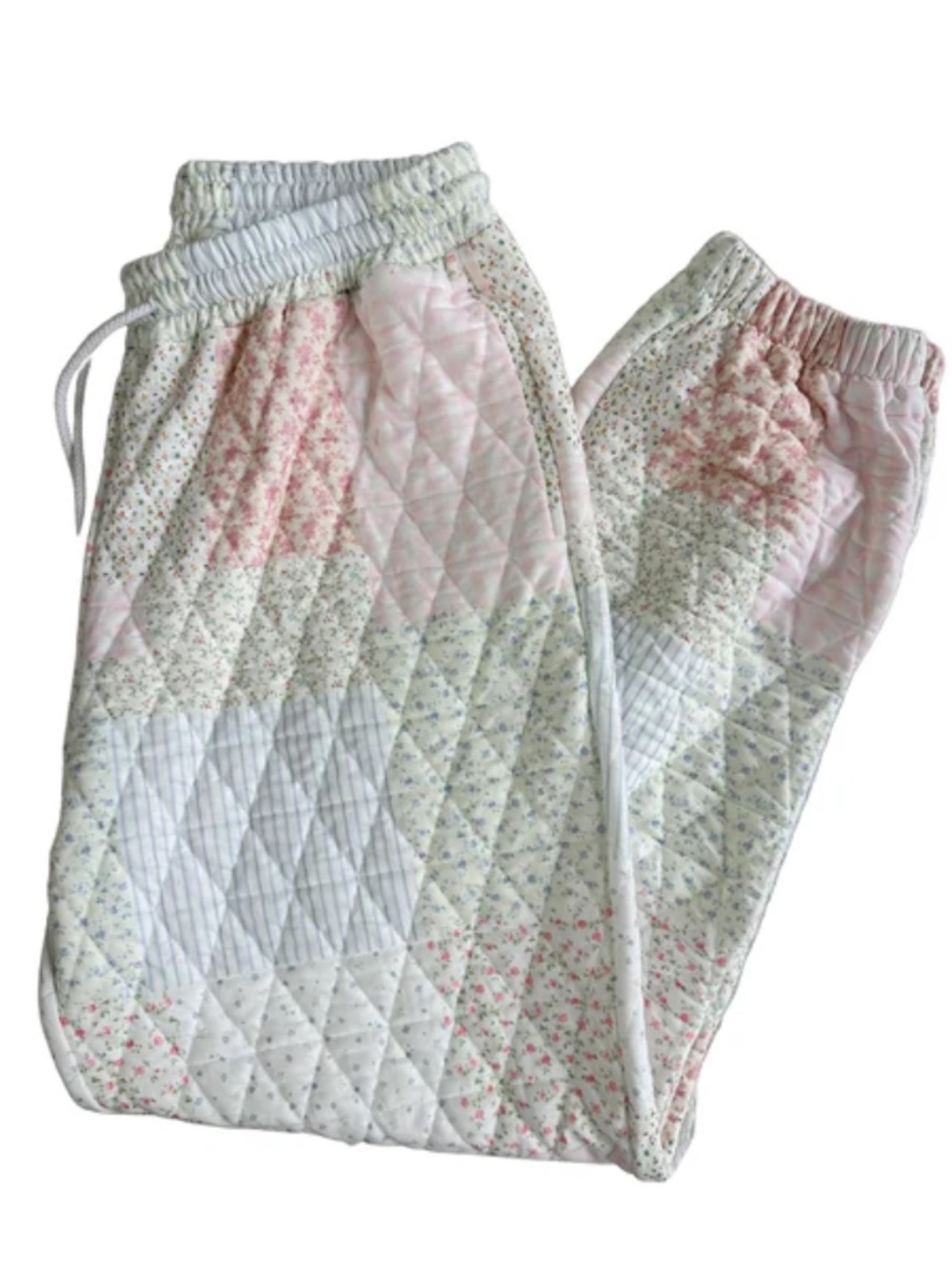 NWT Sunkissed Coconut Color-block Quilted Jogger Sweatpants - Picture 4 of 6